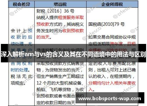 深入解析am与vs的含义及其在不同语境中的用法与区别